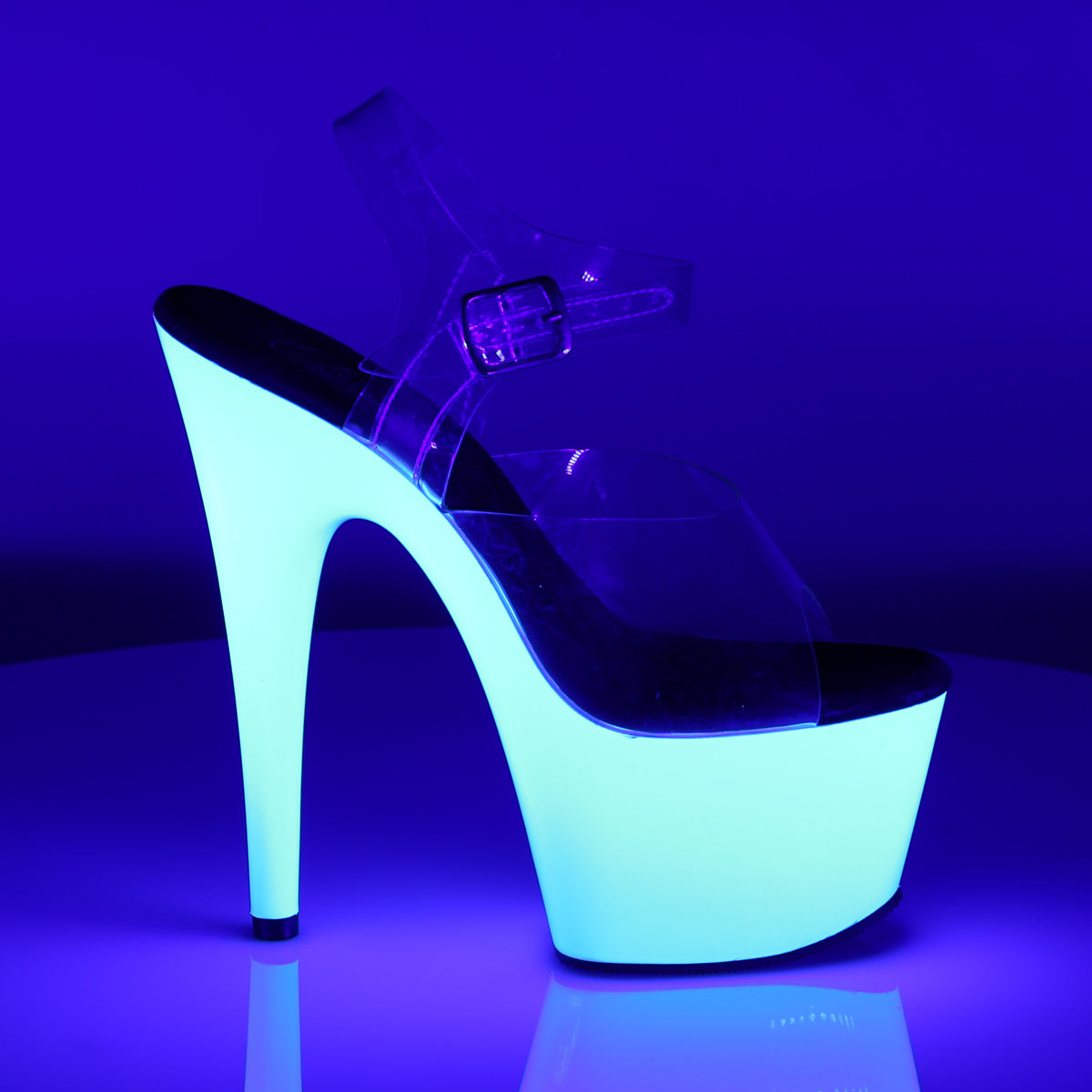 Pleaser Damen Sandalen ADORE-708UV CLR / NEON WHT