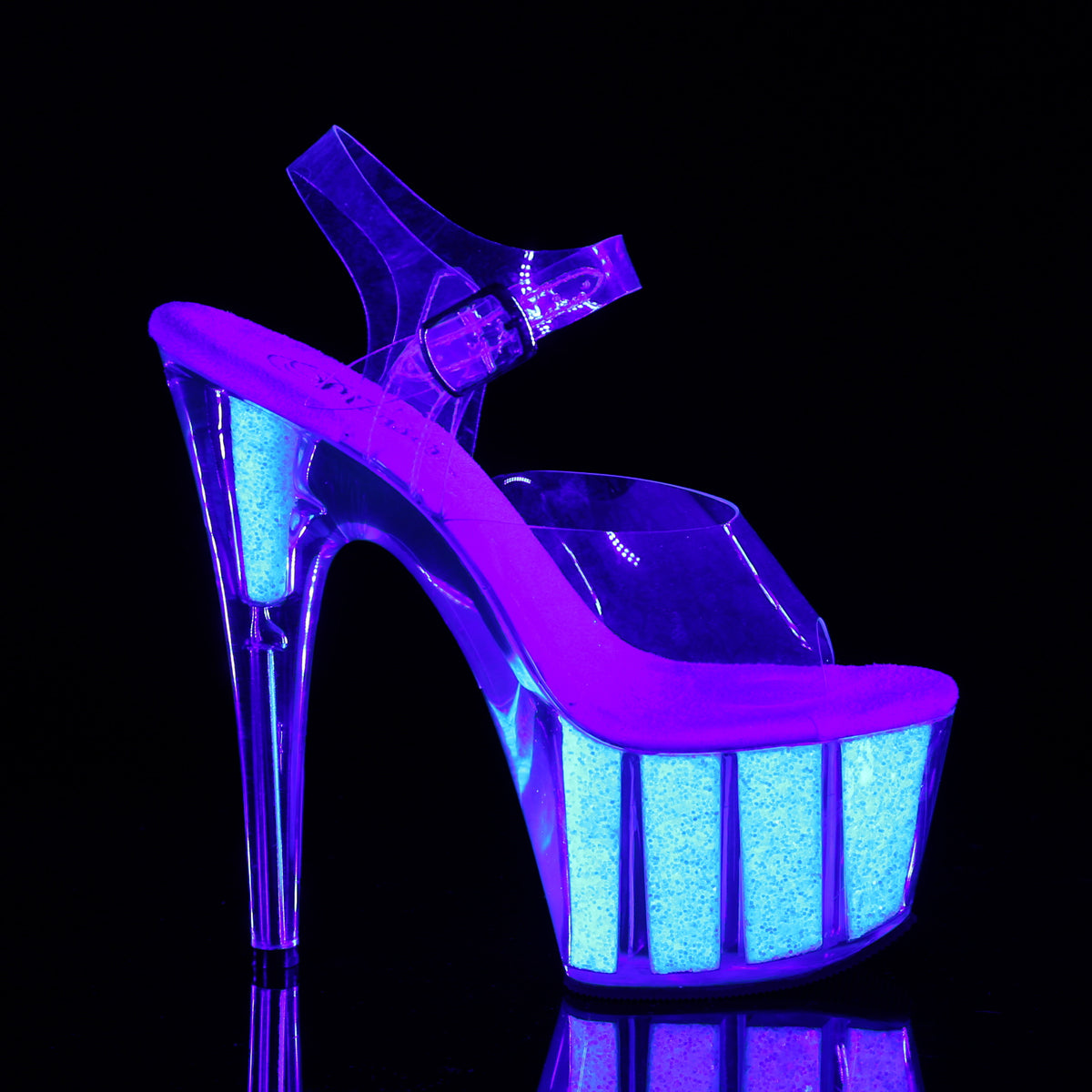 Pleaser Damen Sandalen ADORE-708uvg CLR / Neon Opal Glitter