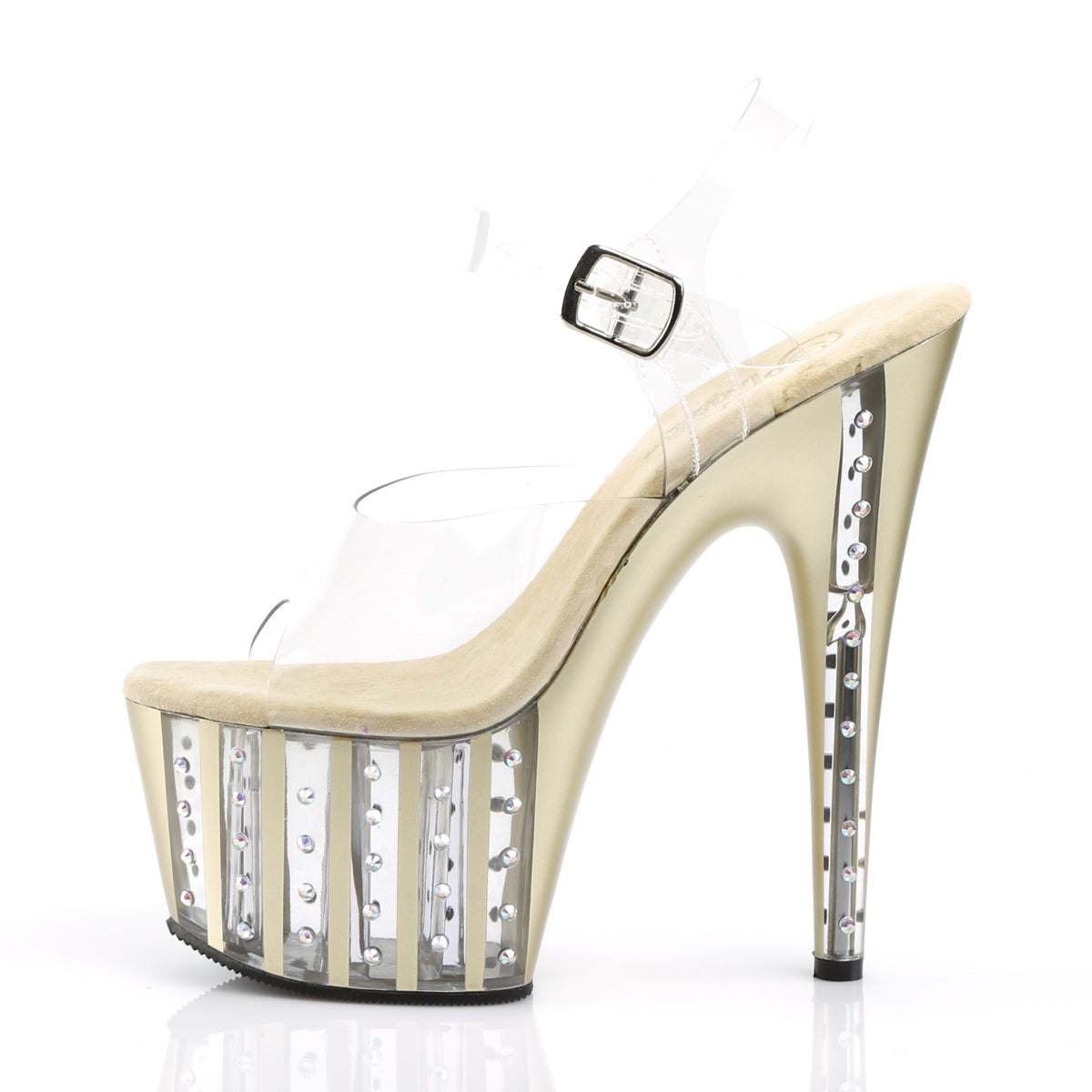 Pleaser Womens Sandals ADORE-708VLRS Clr/Gold