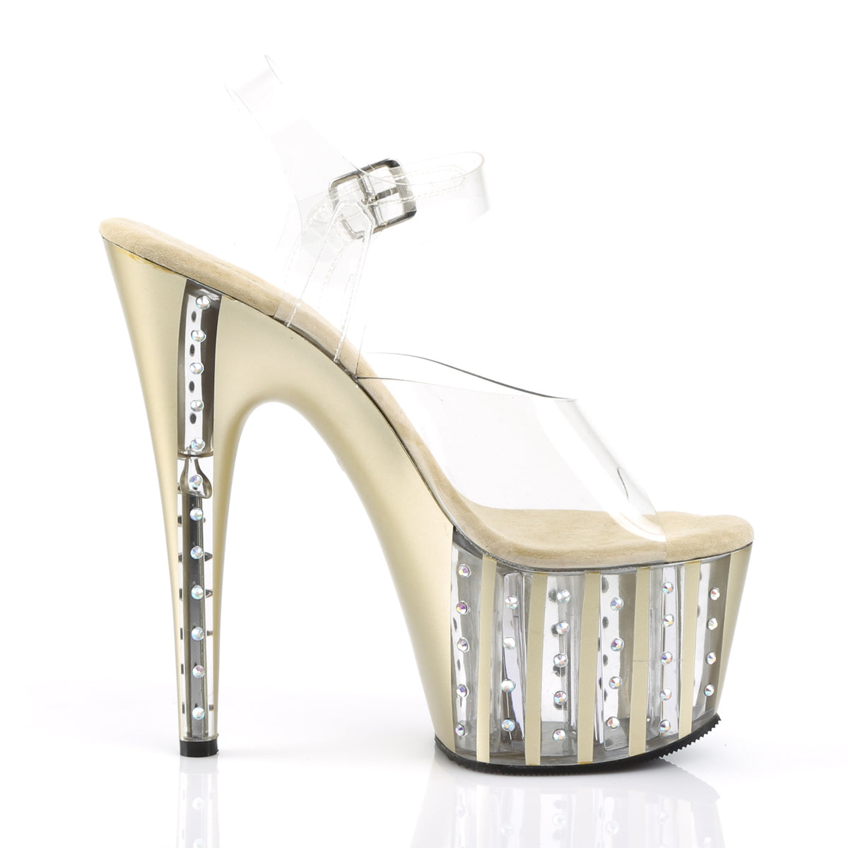 Pleaser Damen Sandalen ADORE-708VLRS CLR / GOLD