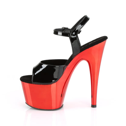Pleaser Womens Sandals ADORE-709 Blk Pat/Red Chrome