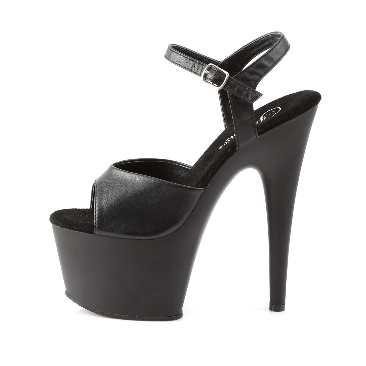 Pleaser Womens Sandals ADORE-709 Blk Faux Leather/Blk Matte
