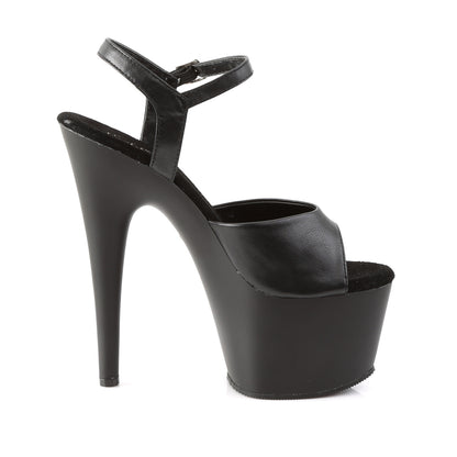 Pleaser Womens Sandals ADORE-709 Blk Faux Leather/Blk Matte