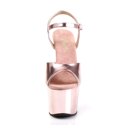 Pleaser Womens Sandals ADORE-709 Rose Gold Met. Pu/Rose Gold Chrome