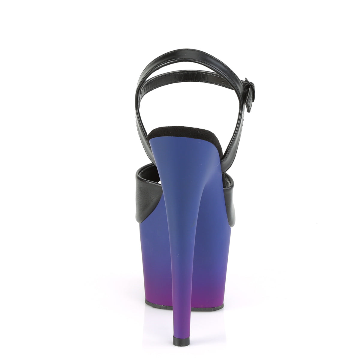 Pleaser Womens Sandals ADORE-709BP Blk Faux Leather/Blue-Purple Ombre