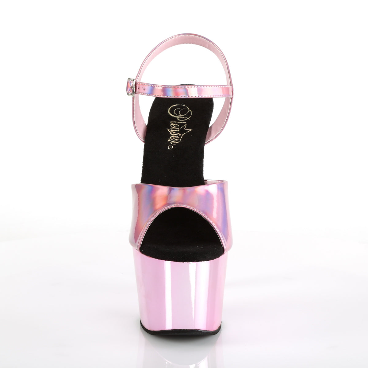 Pleaser Womens Sandals ADORE-709HGCH B. Pink Hologram/B. Pink Chrome