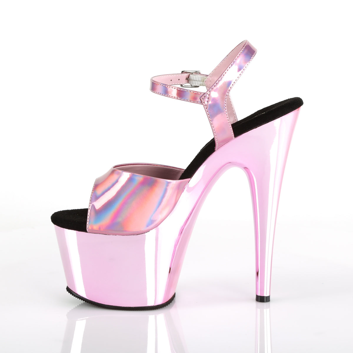Pleaser Womens Sandals ADORE-709HGCH B. Pink Hologram/B. Pink Chrome