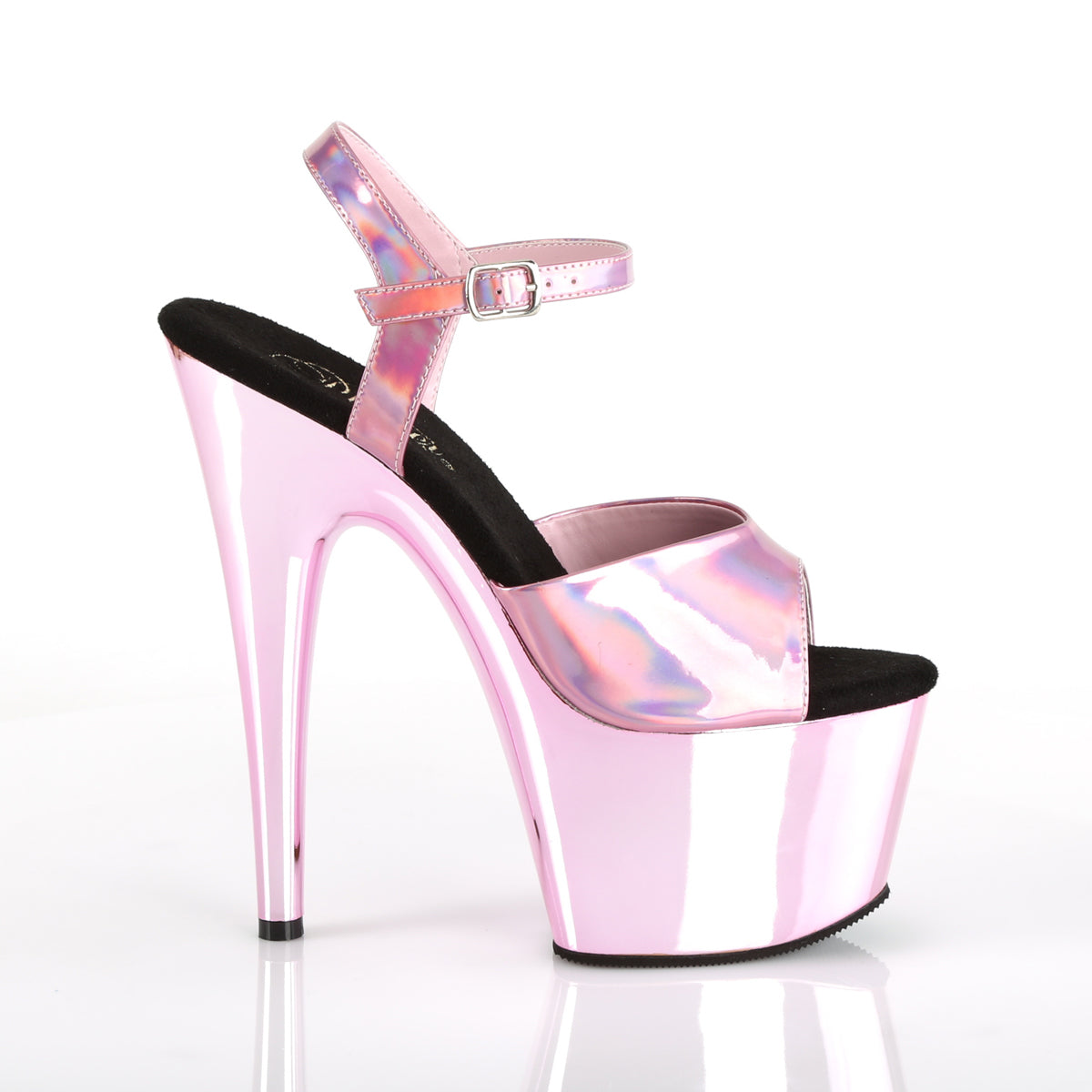 Pleaser Womens Sandals ADORE-709HGCH B. Pink Hologram/B. Pink Chrome