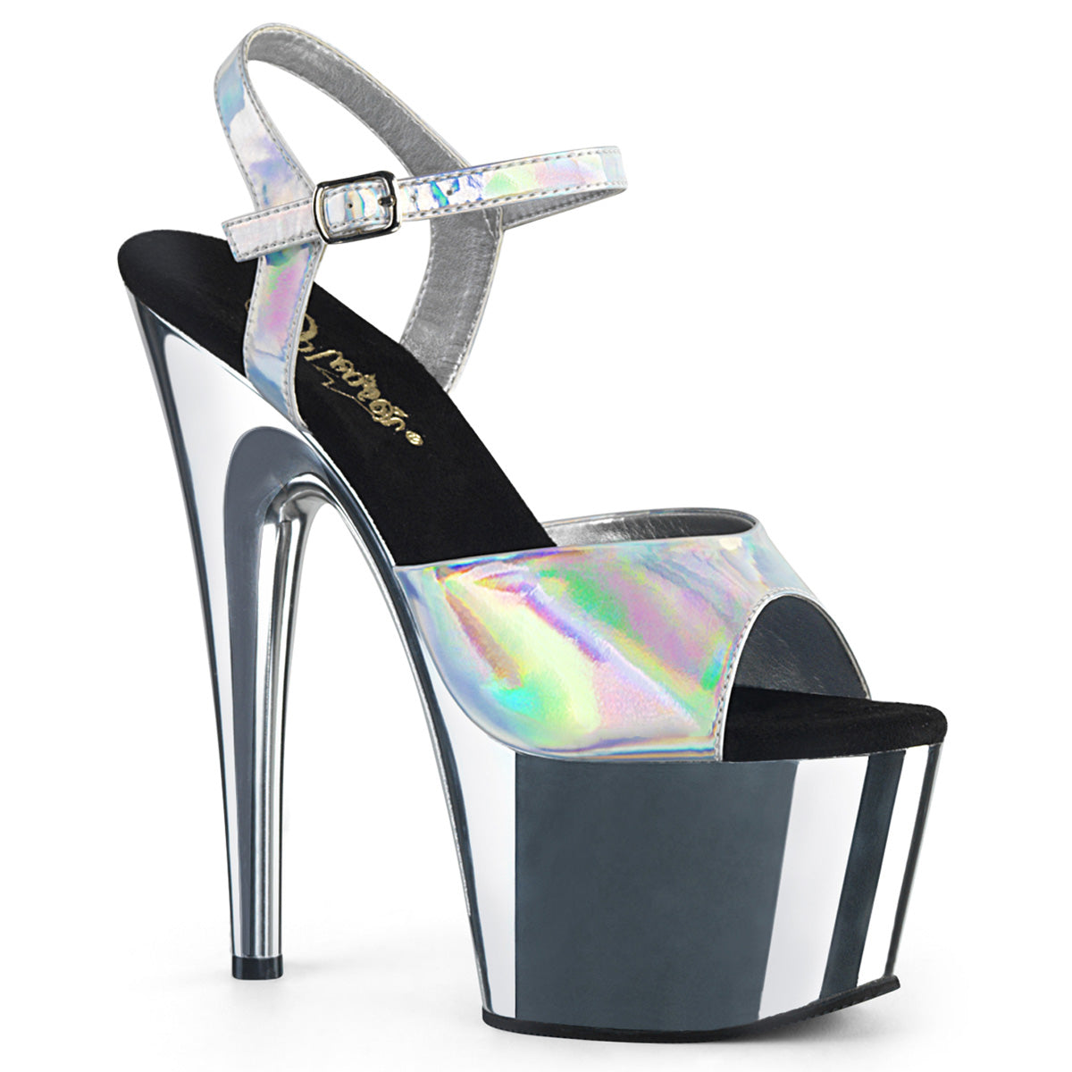 Pleaser Womens Sandals ADORE-709HGCH Slv Hologram/Slv Chrome