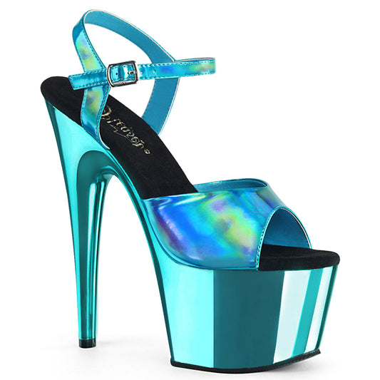 Pleaser Damen Sandalen ADORE-709Hgch Türkishounogramm / Türkis Chrome