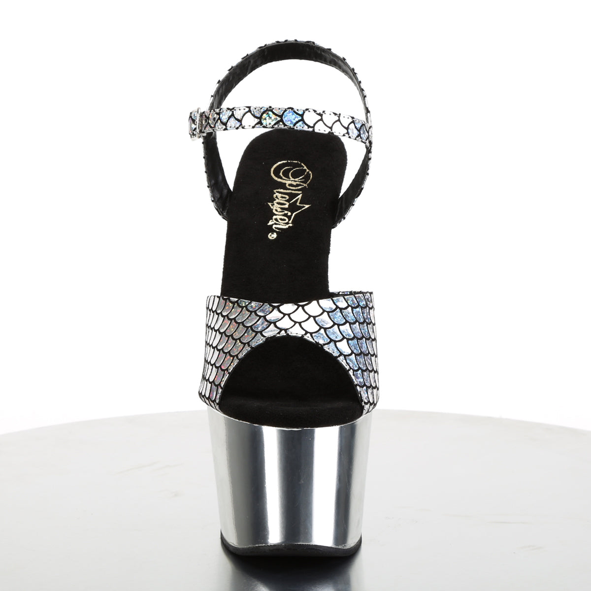 Pleaser Womens Sandals ADORE-709MSC Slv Hologram/Slv Chrome