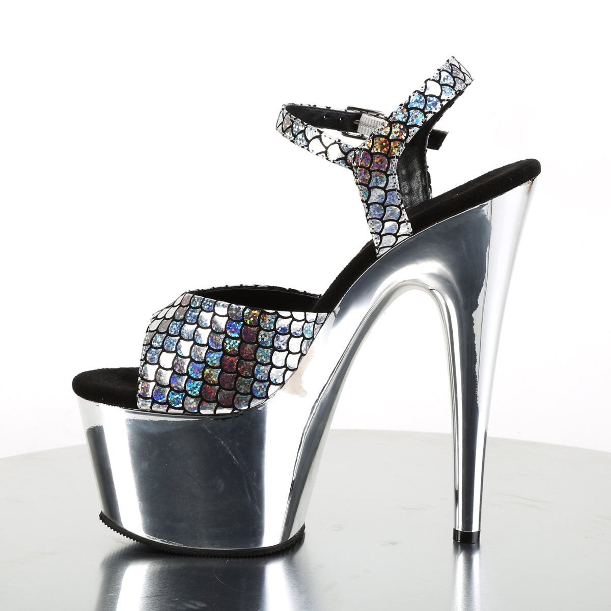 Pleaser Womens Sandals ADORE-709MSC Slv Hologram/Slv Chrome