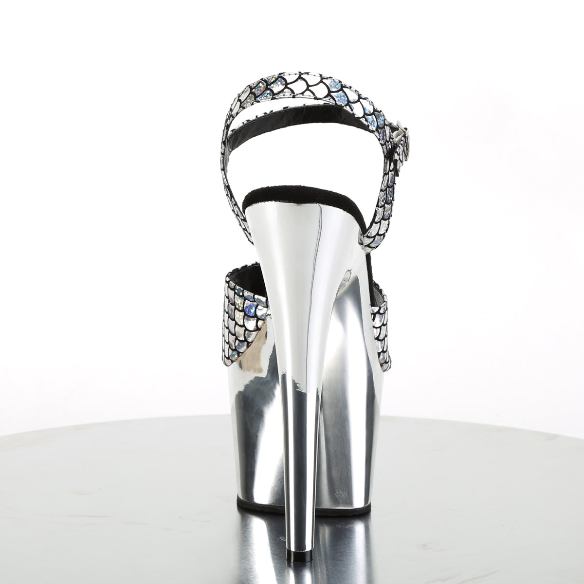 Pleaser Womens Sandals ADORE-709MSC Slv Hologram/Slv Chrome