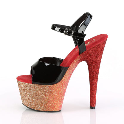 Pleaser Damen Sandalen ADORE-709ombre blk / rose gold-rot ombre