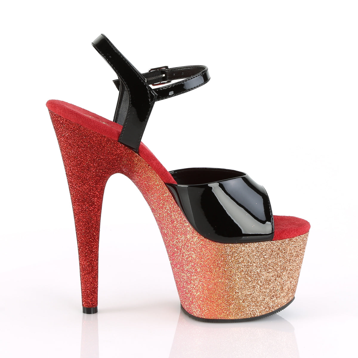 Pleaser Damen Sandalen ADORE-709ombre blk / rose gold-rot ombre
