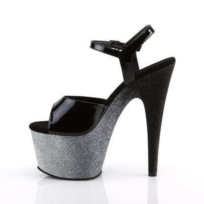 Pleaser Womens Sandals ADORE-709OMBRE Blk Pat/Slv-Blk Ombre