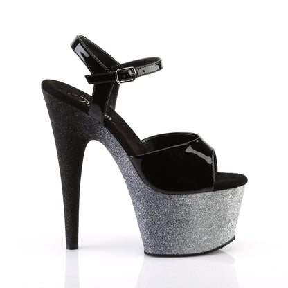 Pleaser Womens Sandals ADORE-709OMBRE Blk Pat/Slv-Blk Ombre