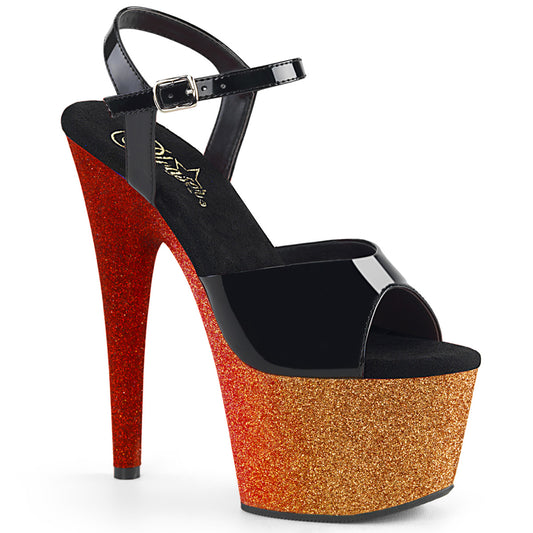 Pleaser Damen Sandalen ADORE-709ombre blk / rose gold-rot ombre