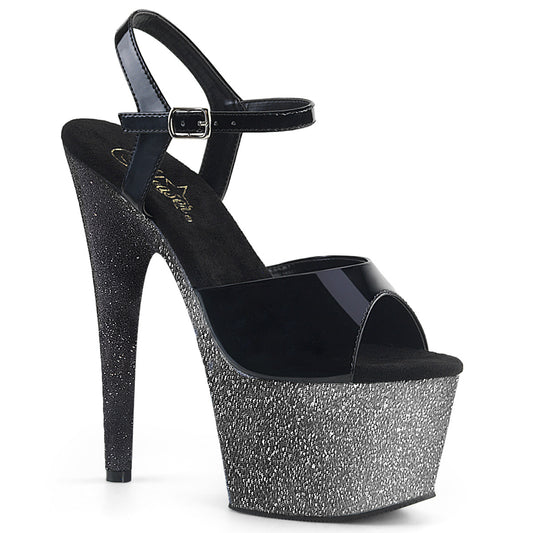 Pleaser Damen Sandalen ADORE-709ombre BLK Pat / SLV-BLK Ombre