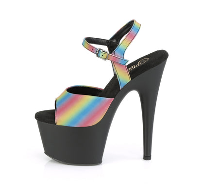 Pleaser Damen Sandalen ADORE-709REFL-02. Rainbow Reflektierend / blk matt
