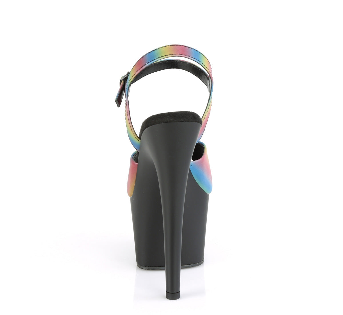 Pleaser Damen Sandalen ADORE-709REFL-02. Rainbow Reflektierend / blk matt
