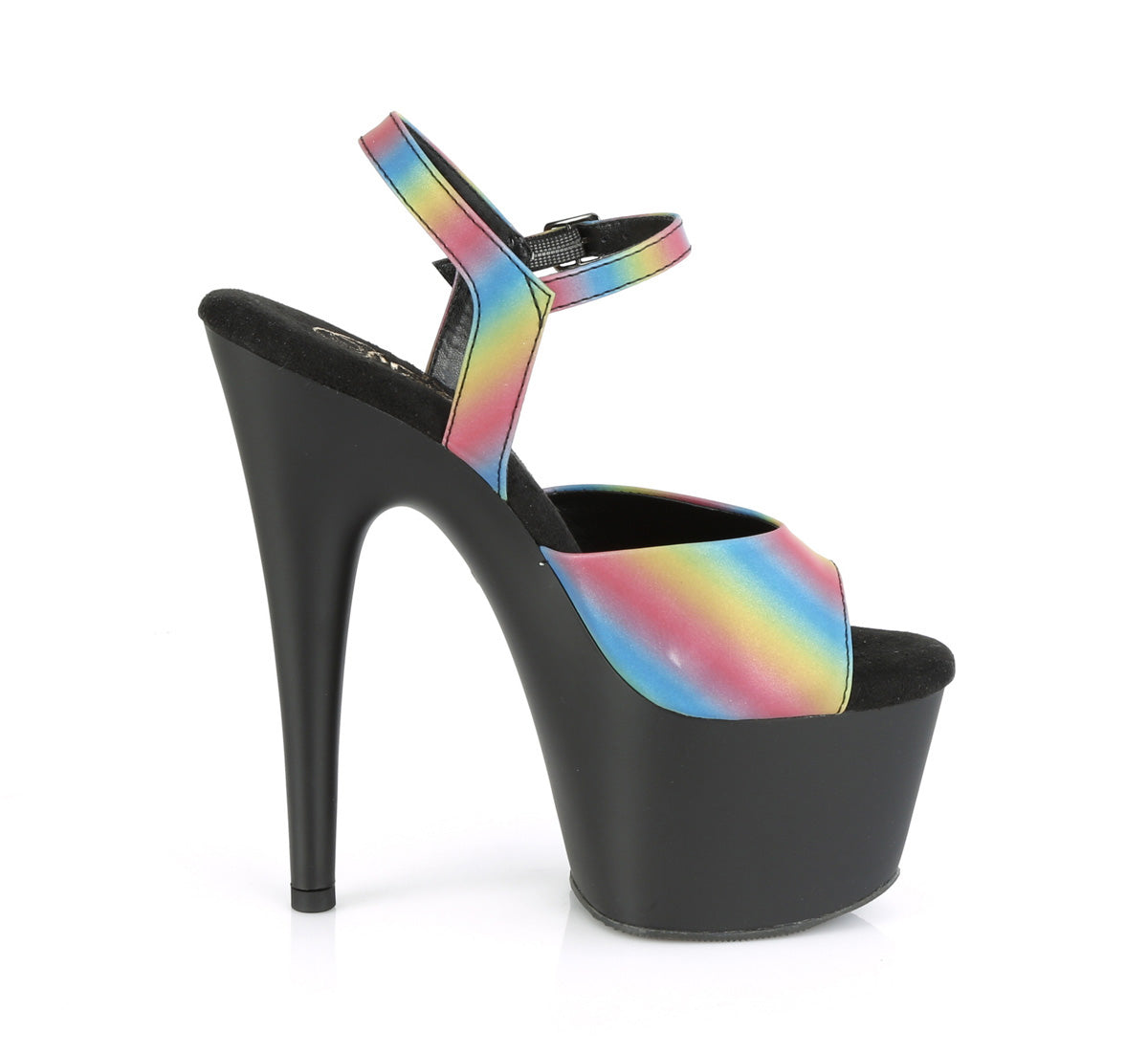 Pleaser Damen Sandalen ADORE-709REFL-02. Rainbow Reflektierend / blk matt