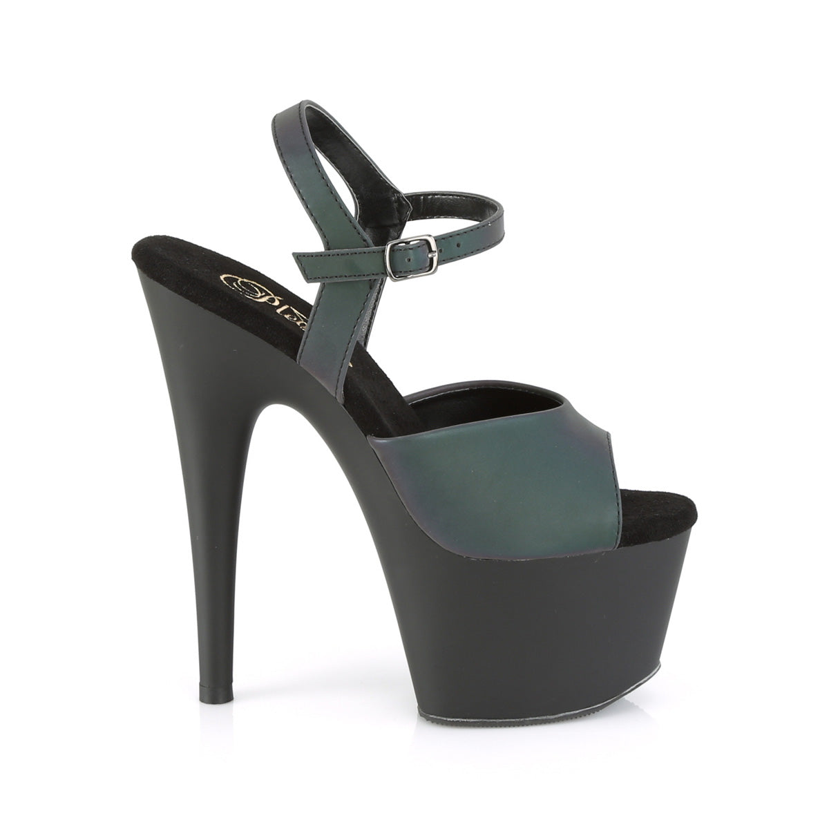 Pleaser Womens Sandals ADORE-709REFL Green Multi Reflective/Blk Matte
