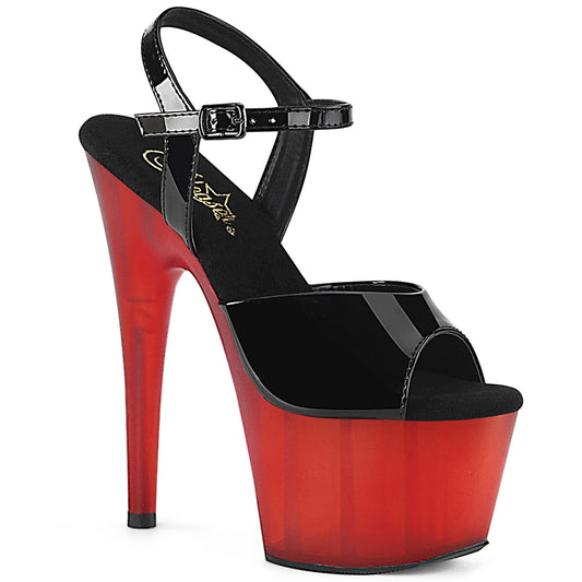 Pleaser Damen Sandalen ADORE-709t blk pat / frosted rot