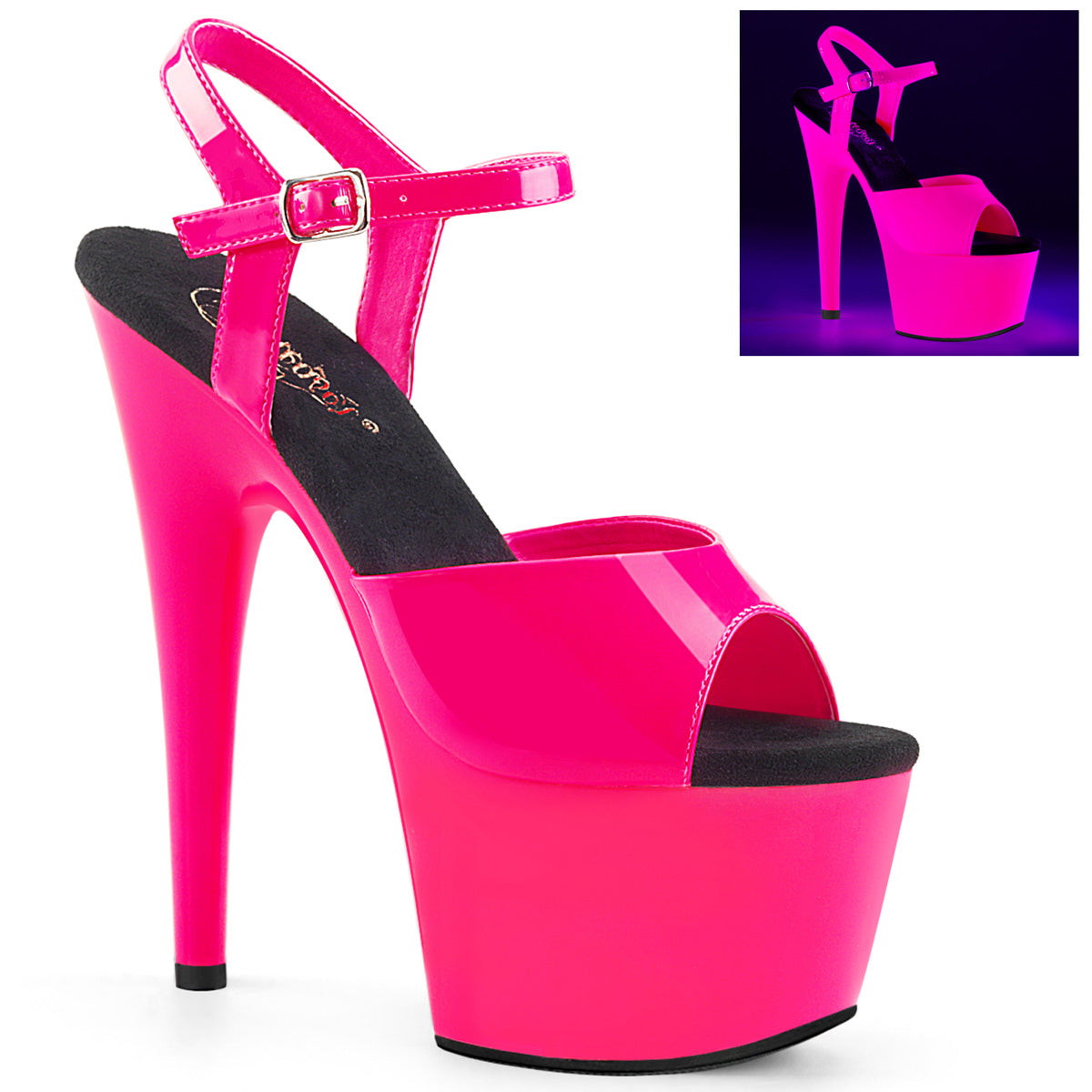 Pleaser Damen Sandalen ADORE-709uv Neon H. Pink Pat / Neon H. Pink