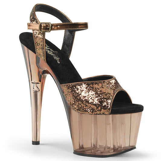 Pleaser Damen Sandalen ADORE-710GT Bronzeglitter / Bronze getönt