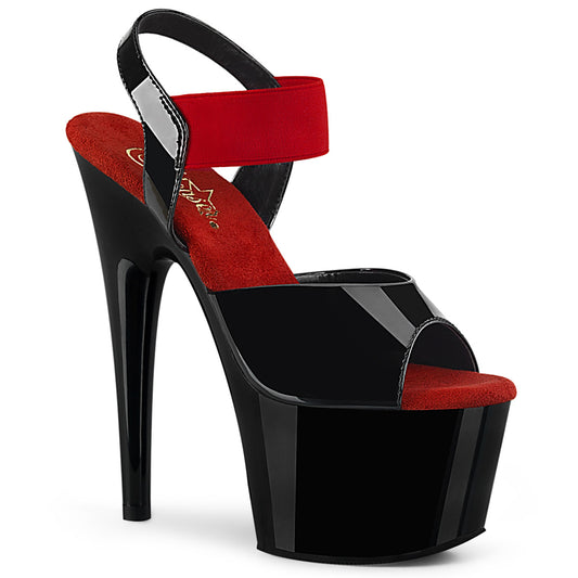 Pleaser Damen  ADORE-714 BLK Pat-Red Elastic Band/BLK