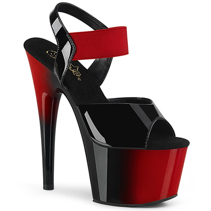 Pleaser Womens Sandals ADORE-714BR Blk Pat-Red Elastic Band/Red-Blk