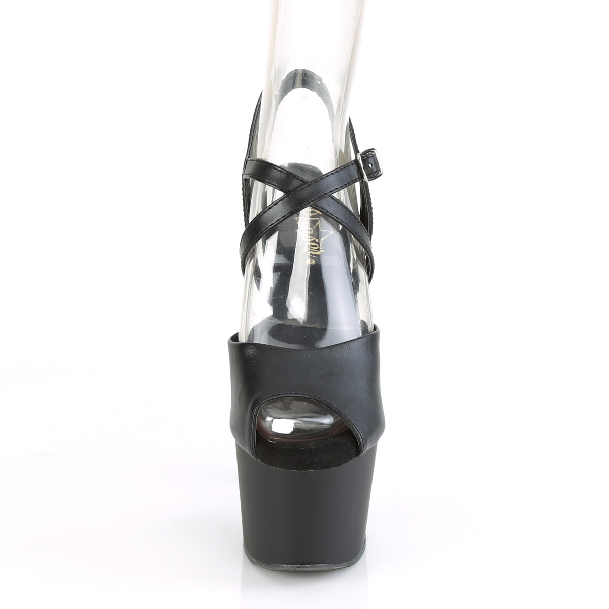 Pleaser Womens Sandals ADORE-724 Blk Faux Leather/Blk Matte