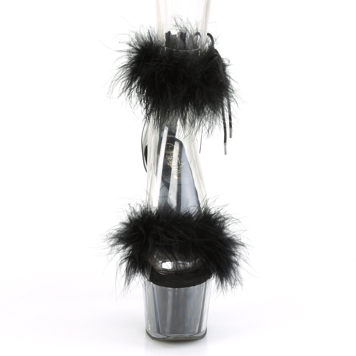 Pleaser Women's Platform Shoes ADORE-724F Clr-Blk Fur/Blk Fur