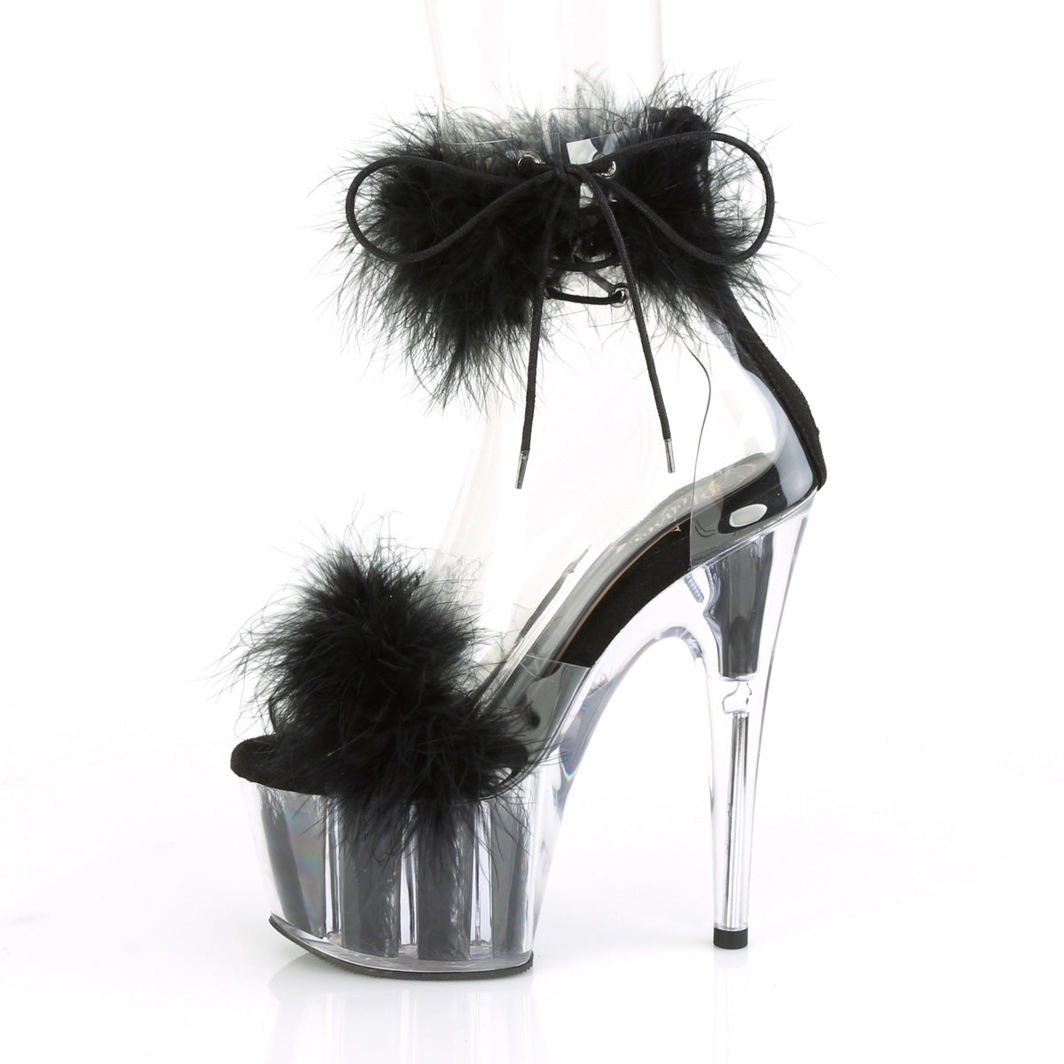 Pleaser Damen Sandalen ADORE-724f CLR-BLK-Fell / BLK-Fell