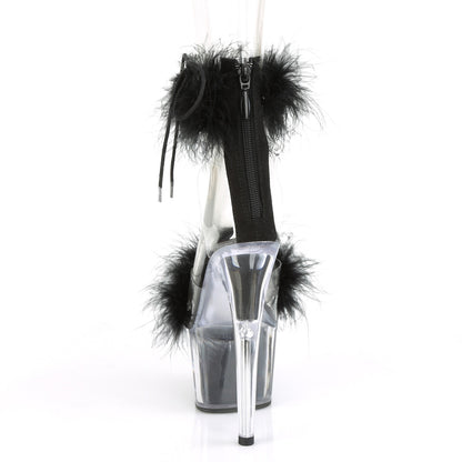 Pleaser Damen Sandalen ADORE-724f CLR-BLK-Fell / BLK-Fell