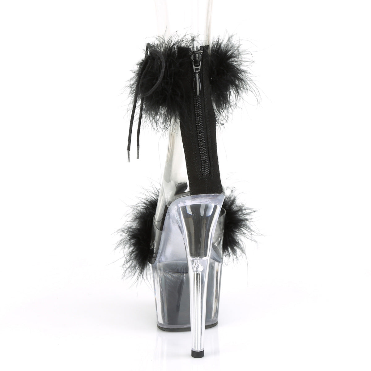 Pleaser Women's Platform Shoes ADORE-724F Clr-Blk Fur/Blk Fur