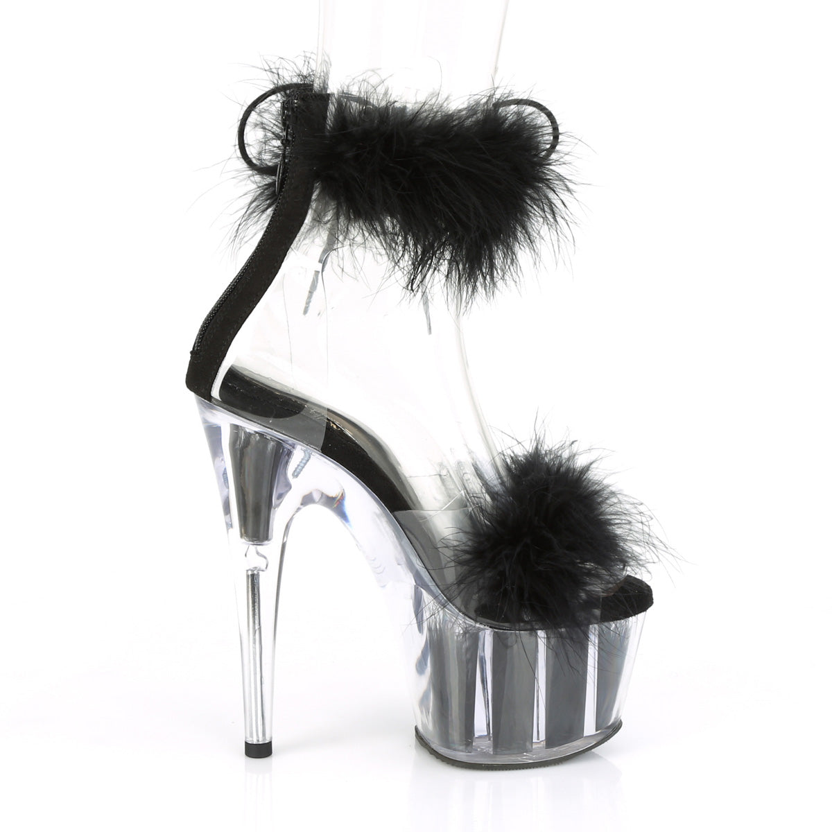 Pleaser Damen Sandalen ADORE-724f CLR-BLK-Fell / BLK-Fell