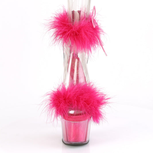 Pleaser Women's Platform Shoes ADORE-724F Clr-H. Pink Fur/H. Pink Fur