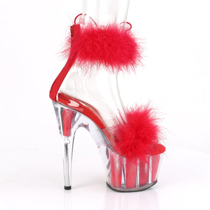 Pleaser Damen Sandalen ADORE-724f CLR-rotes Pelz / rotes Fell