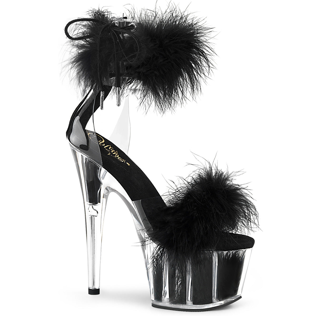 Pleaser Damen Sandalen ADORE-724f CLR-BLK-Fell / BLK-Fell