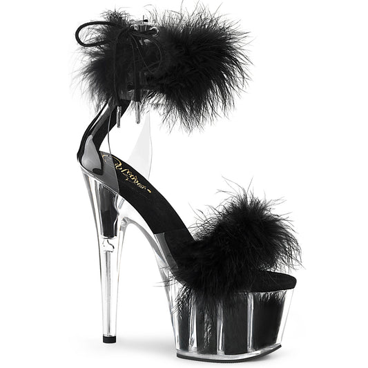 Pleaser Womens Sandals ADORE-724F Clr-Blk Fur/Blk Fur