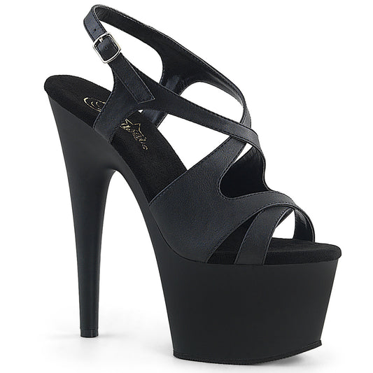 Pleaser Womens Sandals ADORE-730 Blk Faux Leather/Blk Matte