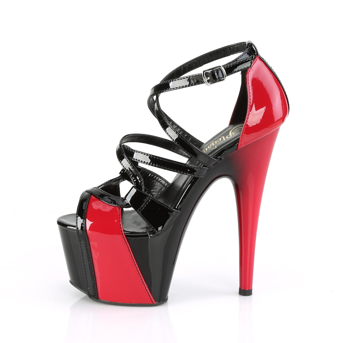 Pleaser Womens Sandals ADORE-764 Blk-Red Pat/Blk-Red