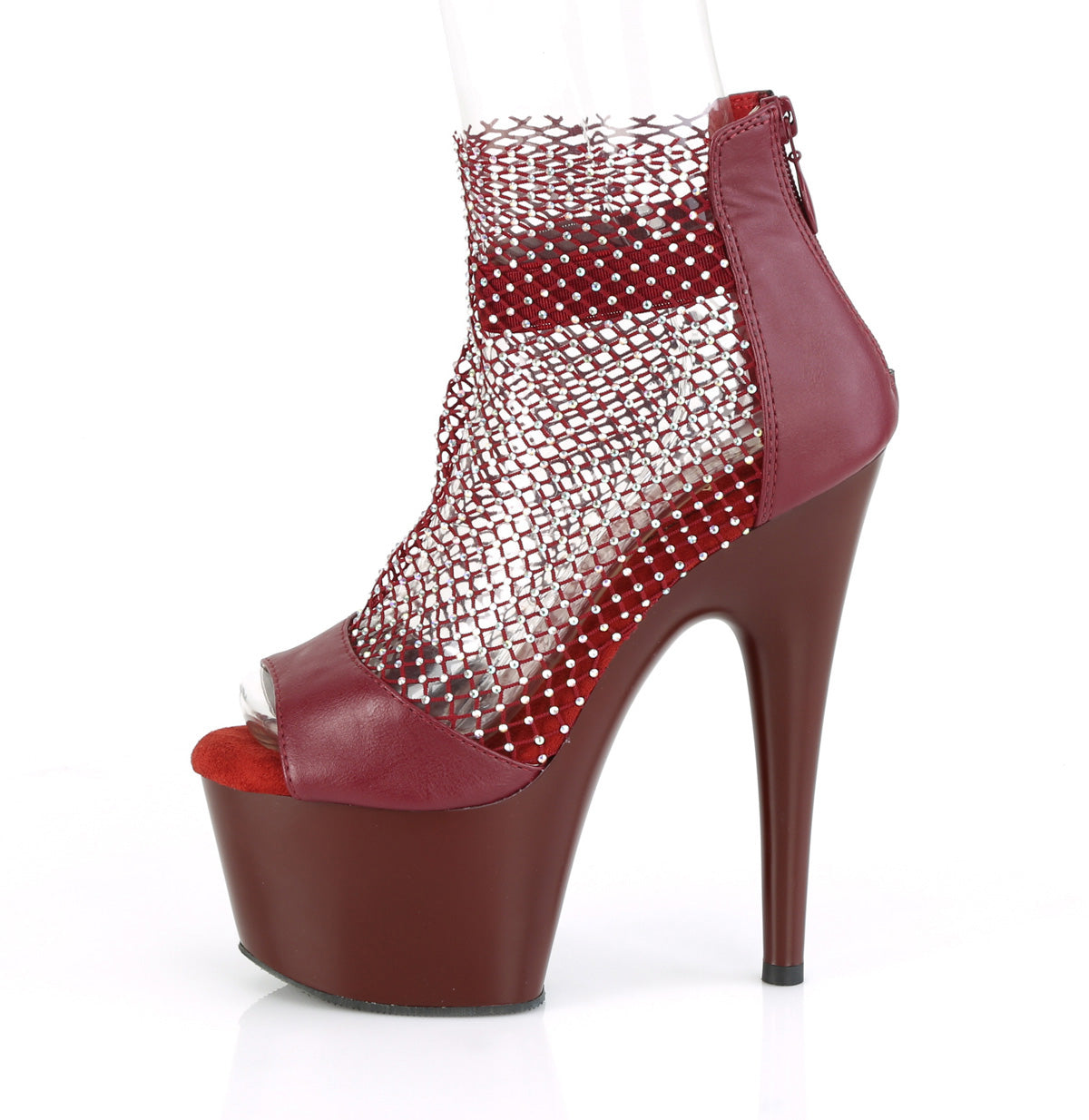 Pleaser Womens Sandals ADORE-765RM Burgundy F.Leather-RS Mesh/Burgundy Matt