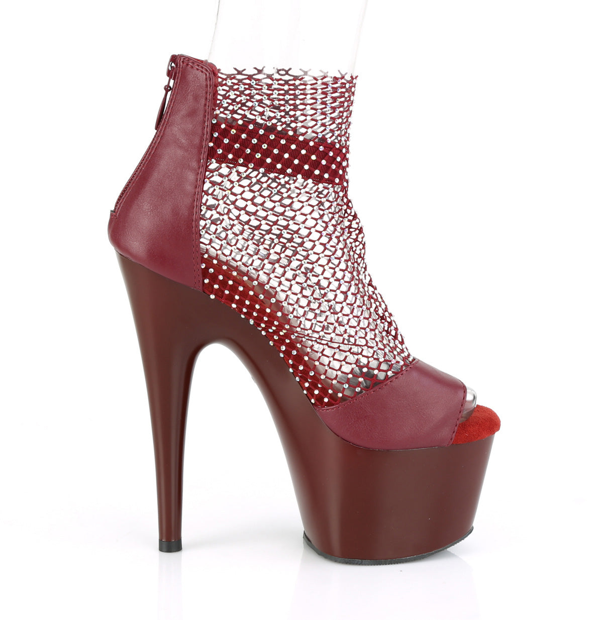 Pleaser Womens Sandals ADORE-765RM Burgundy F.Leather-RS Mesh/Burgundy Matt