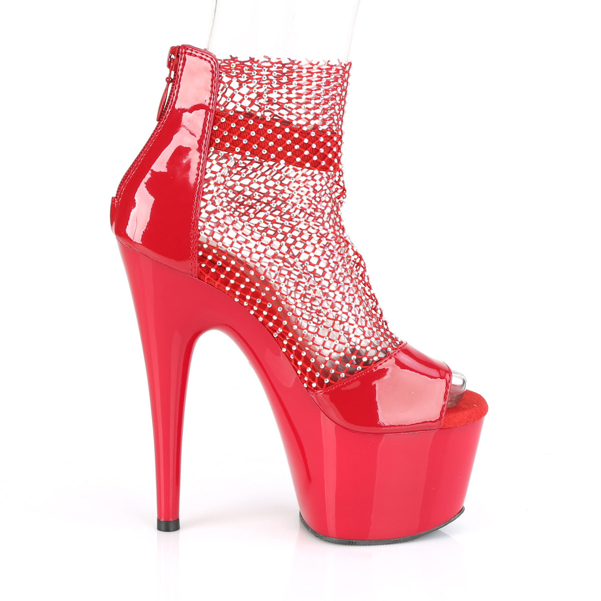 Pleaser Damen Sandalen ADORE-765RM rotes Pat-RS-Netz / rot