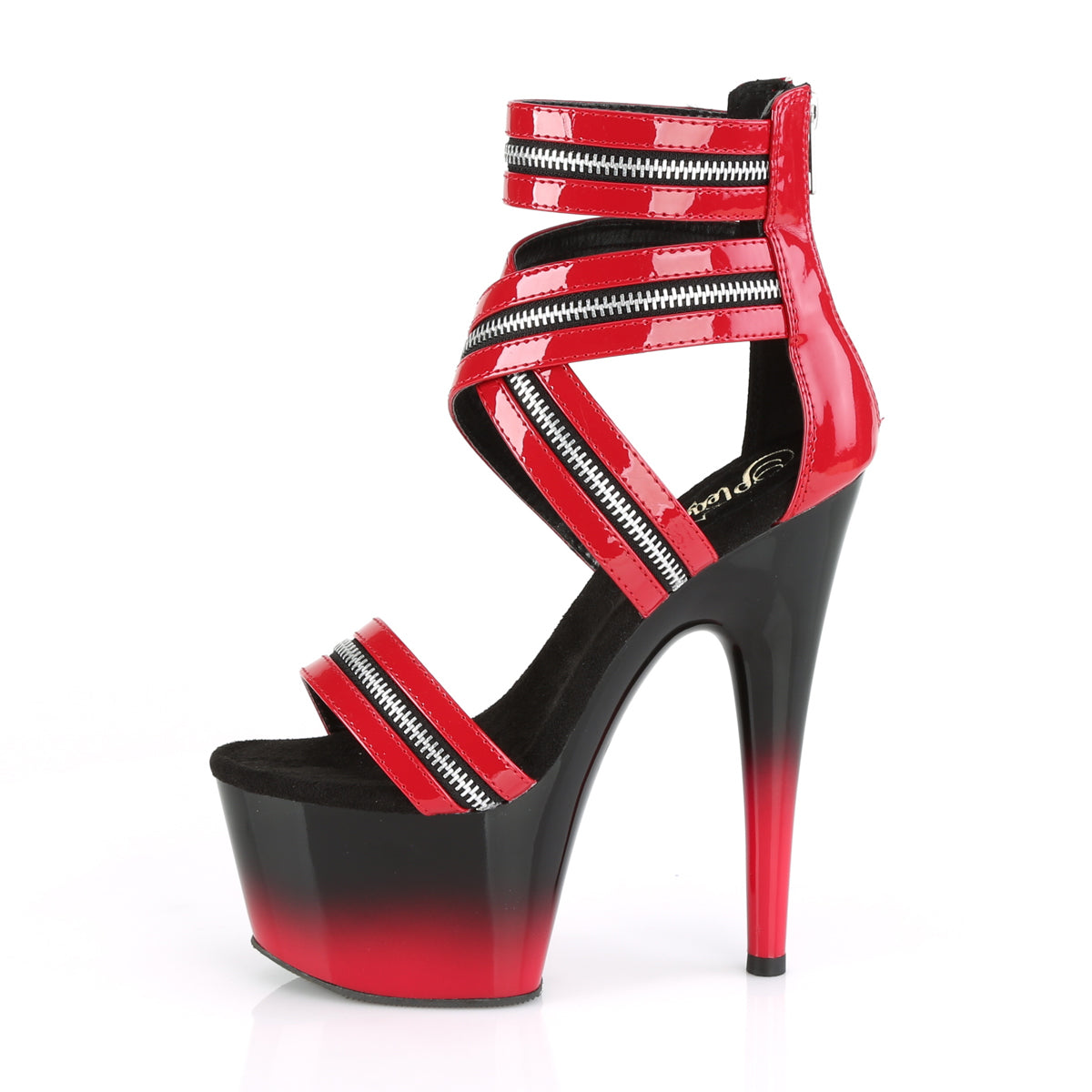 Pleaser Womens Sandals ADORE-766 Red Pat/Blk-Red