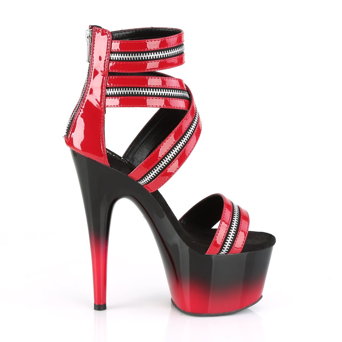 Pleaser Womens Sandals ADORE-766 Red Pat/Blk-Red