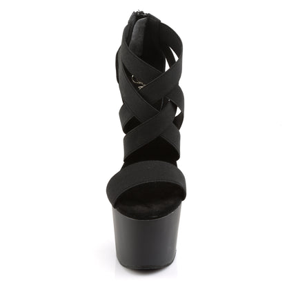 Pleaser Womens Sandals ADORE-769 Blk Elastic Band-Faux Leather/Blk Matte